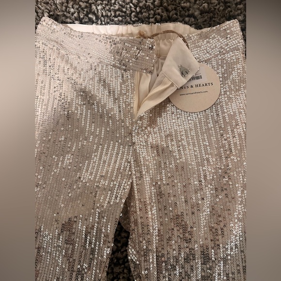 Saints And Hearts Rose Gold Sequin Bell Bottom Pants - Picture 5 of 6
